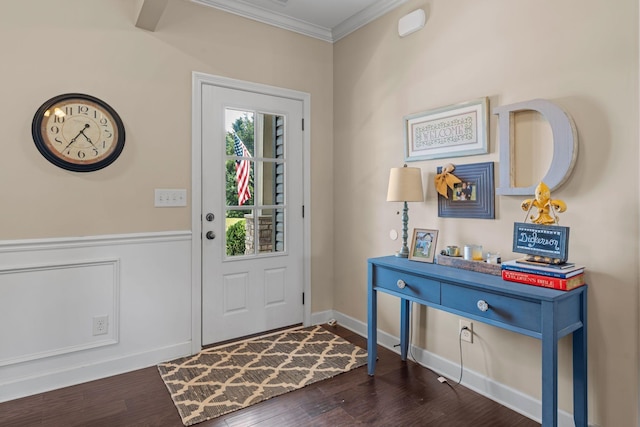 1372 Tidwell Switch Rd, Dickson, TN 37055 - foyer entrance featuring ornamental molding, wainscoting, and dark wood-type flooring