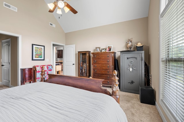 1372 Tidwell Switch Rd, Dickson, TN 37055 - bedroom with carpet floors, high vaulted ceiling, and ceiling fan