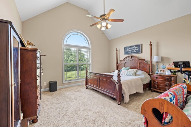 1372 Tidwell Switch Rd, Dickson, TN 37055 - carpeted bedroom with vaulted ceiling and ceiling fan