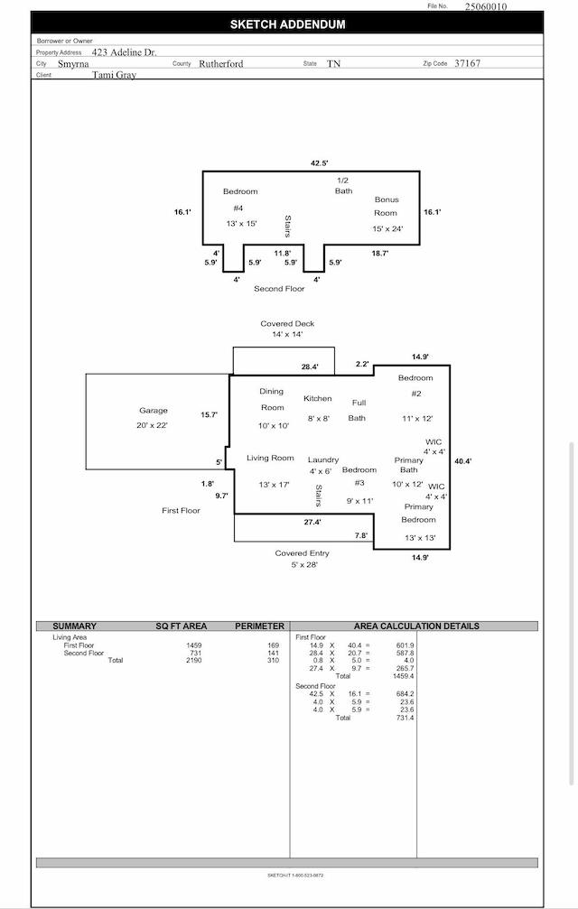 423 Adeline Dr, Smyrna, TN 37167 - view of floor plan / room layout
