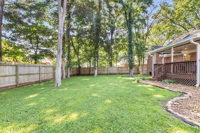 423 Adeline Dr, Smyrna, TN 37167 - fenced backyard featuring a wooden deck