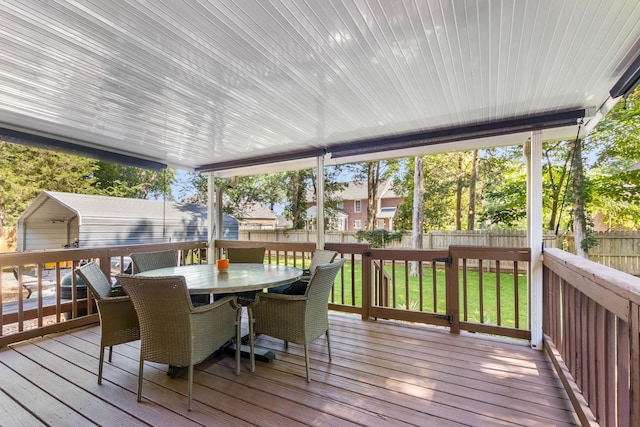 423 Adeline Dr, Smyrna, TN 37167 - wooden deck with a fenced backyard and outdoor dining area