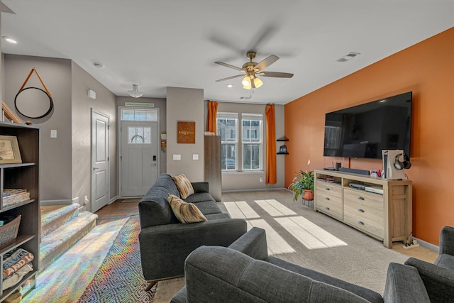 4316 Summercrest Blvd Unit 1020, Antioch, TN 37013 - living area featuring ceiling fan and recessed lighting