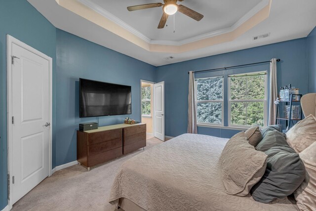 4316 Summercrest Blvd Unit 1020, Antioch, TN 37013 - carpeted bedroom with a tray ceiling, ornamental molding, and ceiling fan