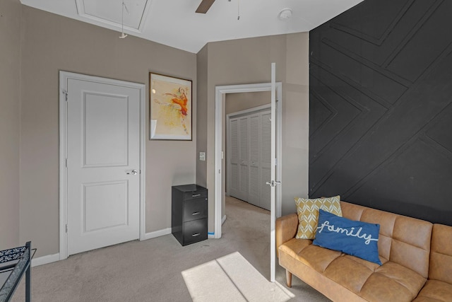 4316 Summercrest Blvd Unit 1020, Antioch, TN 37013 - living area with attic access, light colored carpet, and a ceiling fan
