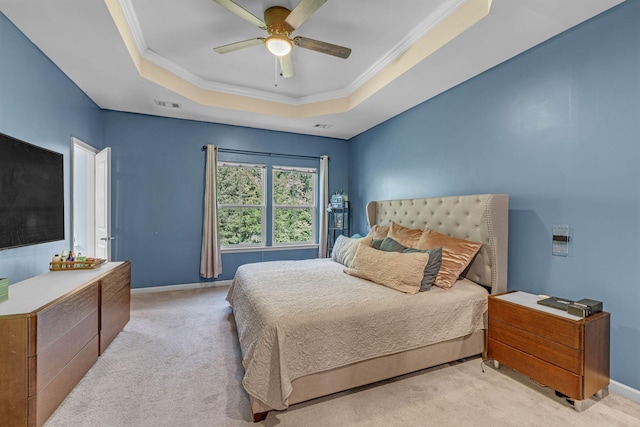 4316 Summercrest Blvd Unit 1020, Antioch, TN 37013 - bedroom with a tray ceiling, light carpet, crown molding, and ceiling fan
