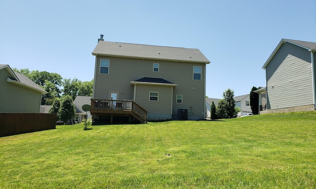 1095 Lady Nashville Dr, Hermitage, TN 37076 - back of house with a wooden deck, a lawn, and stairs