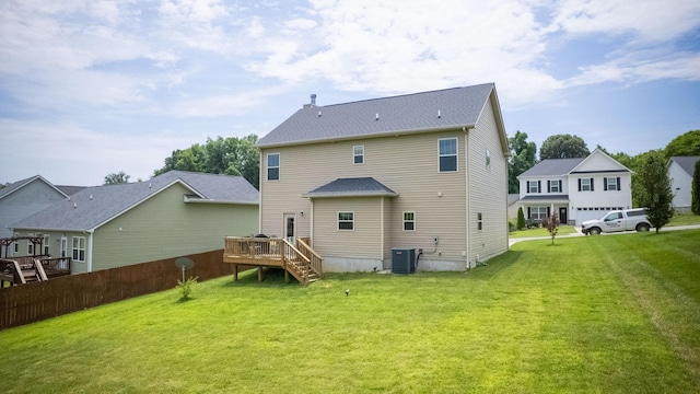 1095 Lady Nashville Dr, Hermitage, TN 37076 - rear view of house featuring stairs, a wooden deck, and a lawn