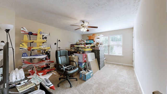 1095 Lady Nashville Dr, Hermitage, TN 37076 - carpeted home office featuring a ceiling fan and a textured ceiling