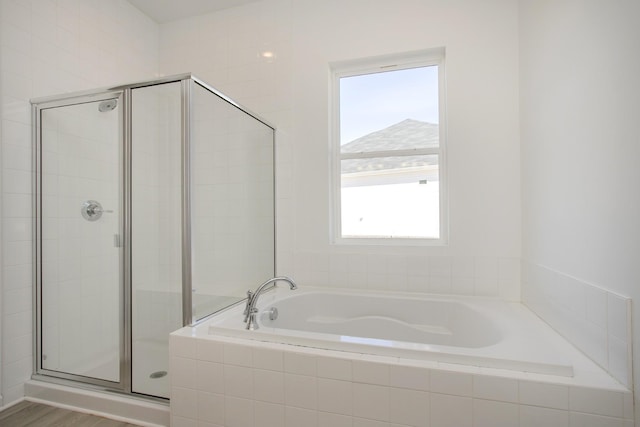 3044 Fernwood Ln, Columbia, TN 38401 - bathroom featuring a stall shower, a garden tub, and healthy amount of natural light