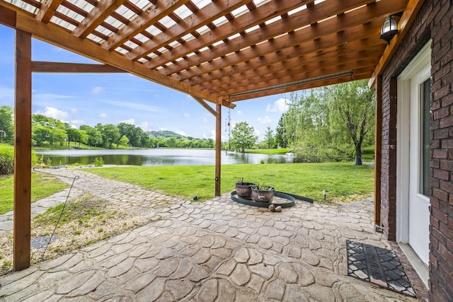 321 Lakeway Ter, Spring Hill, TN 37174 - view of patio / terrace featuring a water view, a pergola, and view of scattered trees