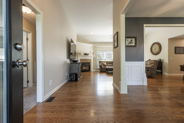 1057 The Long Run, Columbia, TN 38401 - entryway with a tile fireplace and dark wood-type flooring