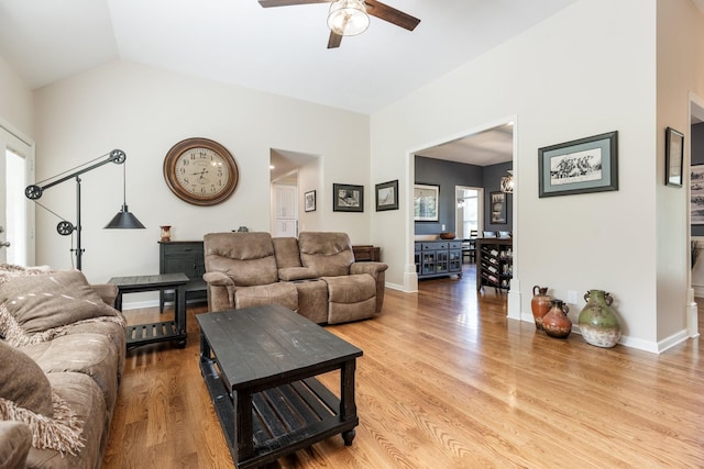 1057 The Long Run, Columbia, TN 38401 - living area featuring ceiling fan, light wood-type flooring, and lofted ceiling
