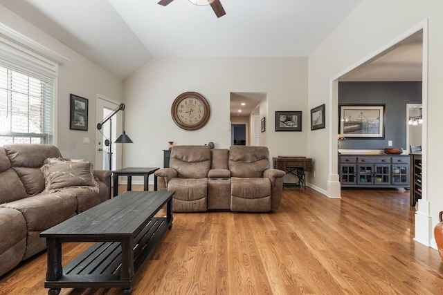 1057 The Long Run, Columbia, TN 38401 - living area with a ceiling fan, light wood-style floors, and lofted ceiling