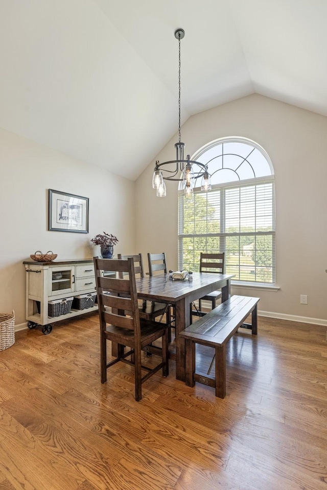 1057 The Long Run, Columbia, TN 38401 - dining space with lofted ceiling, a chandelier, and wood finished floors