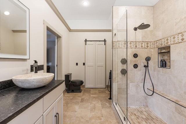 1057 The Long Run, Columbia, TN 38401 - bathroom featuring vanity, a tile shower, recessed lighting, and stone finish flooring