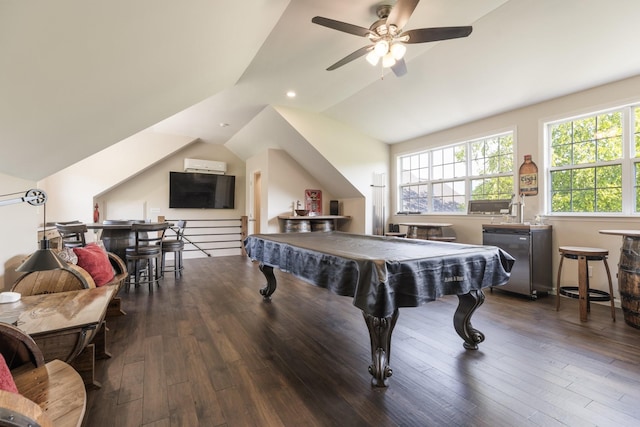 1057 The Long Run, Columbia, TN 38401 - rec room featuring lofted ceiling, wood-type flooring, pool table, ceiling fan, and recessed lighting