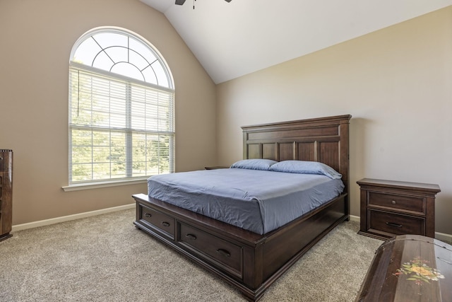 1057 The Long Run, Columbia, TN 38401 - bedroom featuring light colored carpet, lofted ceiling, and ceiling fan