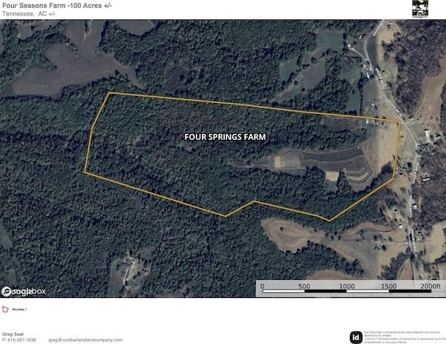 2270 Shuler Branch Rd, Ethridge, TN 38456 - aerial overview of property's location with property parcel outlined