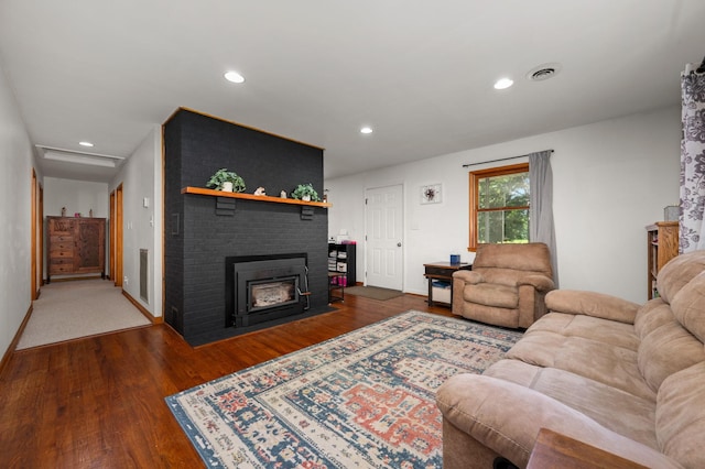 472 Shirley Rd, Smyrna, TN 37167 - living room featuring wood finished floors, recessed lighting, and a fireplace