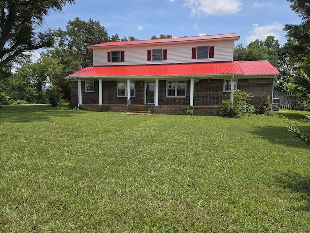 6579 Vervilla Rd, Morrison, TN 37357 - farmhouse inspired home with a metal roof, a front yard, and a porch