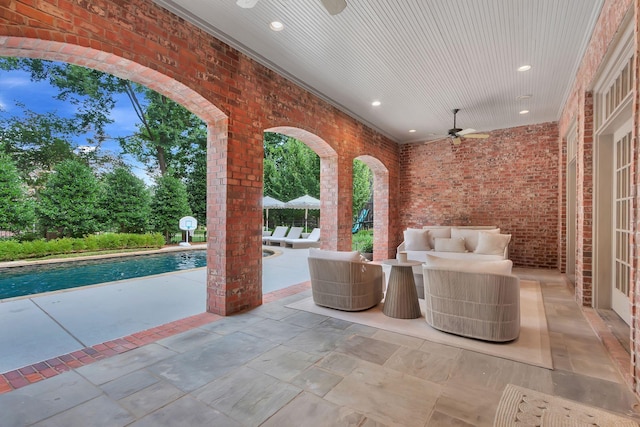 812 Princeton Hills Dr, Brentwood, TN 37027 - view of patio featuring ceiling fan and an outdoor pool