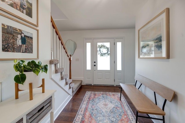 1448 Brighton Cir, Old Hickory, TN 37138 - entrance foyer with stairway and dark wood-style flooring
