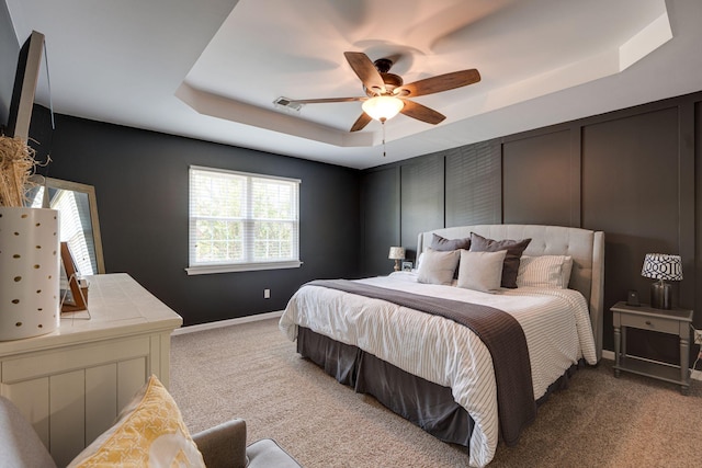 1448 Brighton Cir, Old Hickory, TN 37138 - bedroom featuring a raised ceiling, carpet flooring, and ceiling fan