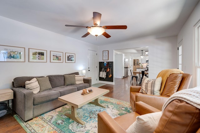 1448 Brighton Cir, Old Hickory, TN 37138 - living area with wood finished floors and ceiling fan