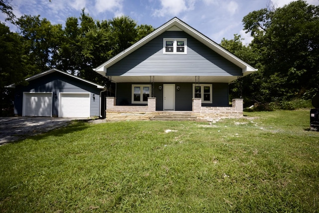 213 England St W, Cowan, TN 37318 - view of front of home featuring an outdoor structure, a porch, a front lawn, and driveway