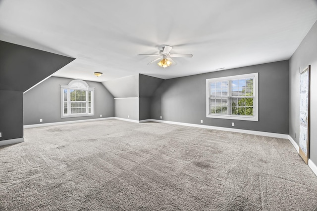 2357 Saint Andrews Dr, Murfreesboro, TN 37128 - additional living space with a ceiling fan, carpet floors, and vaulted ceiling