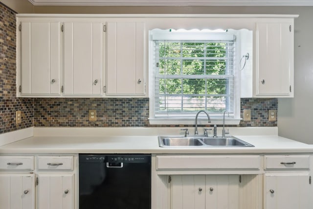 3171 Asbury Ln, Murfreesboro, TN 37129 - kitchen with dishwasher, light countertops, white cabinets, and decorative backsplash