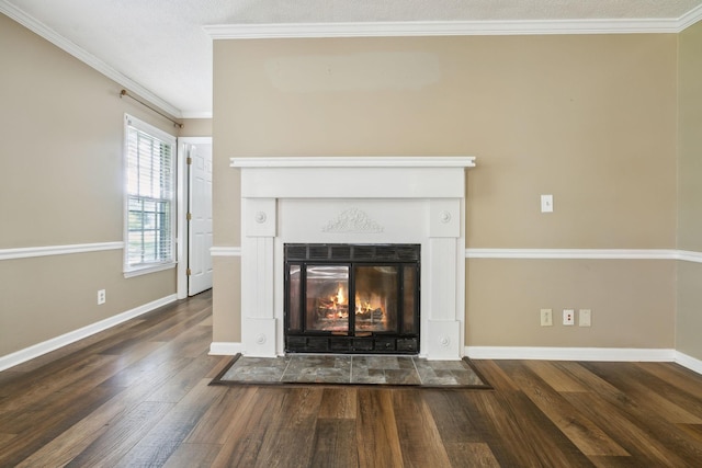 3171 Asbury Ln, Murfreesboro, TN 37129 - detailed view of a fireplace with flush hearth, wood finished floors, and ornamental molding