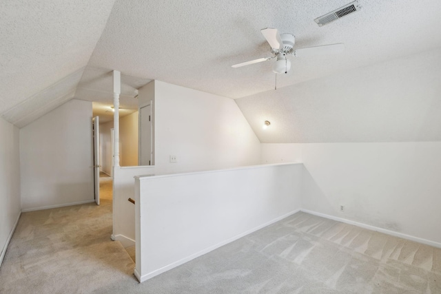 3171 Asbury Ln, Murfreesboro, TN 37129 - additional living space featuring carpet floors, vaulted ceiling, a ceiling fan, and a textured ceiling