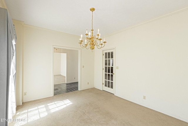 182 Whippoorwill Dr, Oak Ridge, TN 37830 - unfurnished room featuring carpet, a chandelier, and crown molding