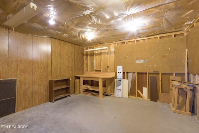 182 Whippoorwill Dr, Oak Ridge, TN 37830 - unfinished below grade area featuring a workshop area and wooden walls