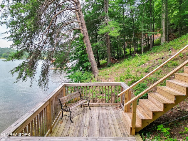 1226 Buzzard Roost Rd, Spring City, TN 37381 - wooden terrace with a water view and stairway
