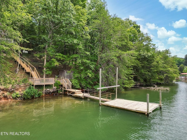 1226 Buzzard Roost Rd, Spring City, TN 37381 - dock with stairway, a water view, and a forest view