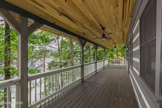 1226 Buzzard Roost Rd, Spring City, TN 37381 - wooden terrace with a water view and ceiling fan