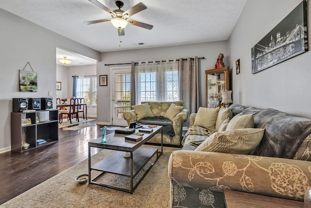 411 Churchill Xing, Madison, TN 37115 - living area with a ceiling fan and wood finished floors