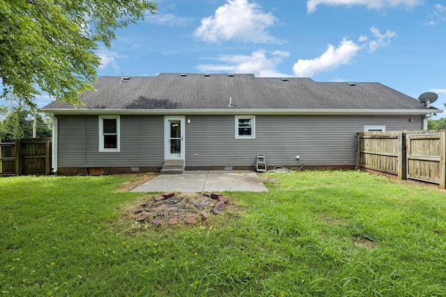 111 Platte Dr, Christiana, TN 37037 - back of house with a patio area, crawl space, a fenced backyard, entry steps, and roof with shingles