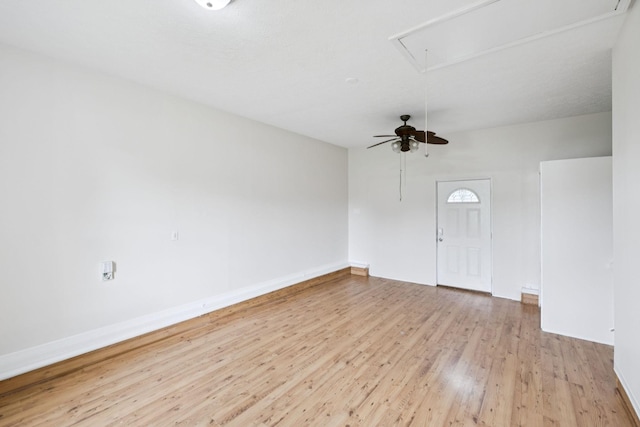 111 Platte Dr, Christiana, TN 37037 - spare room featuring attic access, light wood-style flooring, and ceiling fan