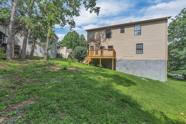 905 Septo Ct, Antioch, TN 37013 - rear view of property with a wooden deck, a yard, and stairway