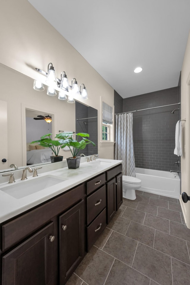 1794 Balvenie Ct, Brentwood, TN 37027 - full bath featuring double vanity and shower / bathtub combination with curtain