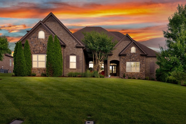 1794 Balvenie Ct, Brentwood, TN 37027 - french country home featuring a lawn and stone siding