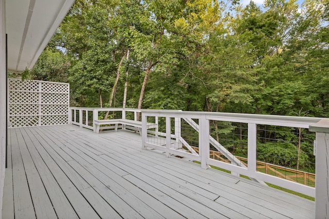5920 Dogwood Dr, Harrison, TN 37341 - wooden deck with view of scattered trees