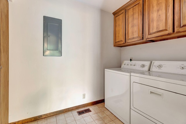 5122 Prince Phillip Cv, Brentwood, TN 37027 - laundry area with electric panel, washer and clothes dryer, cabinet space, and light tile patterned floors