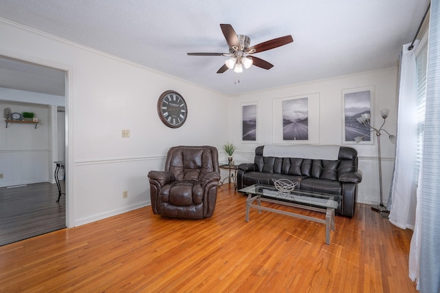 332 Old Dunbar Cave Rd, Clarksville, TN 37043 - living room featuring wood finished floors, a ceiling fan, and crown molding
