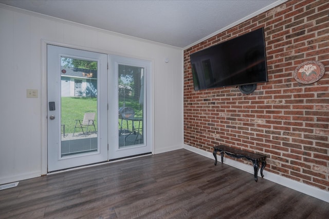332 Old Dunbar Cave Rd, Clarksville, TN 37043 - unfurnished living room featuring crown molding and dark wood-style floors
