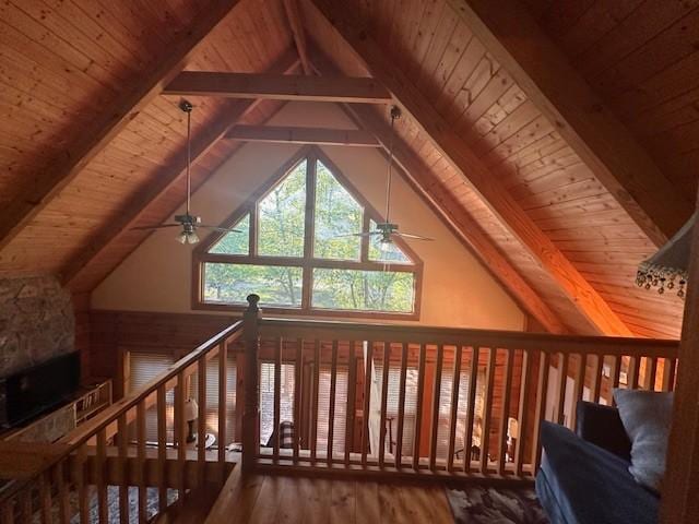10 Meadow Brook Ln, Spencer, TN 38585 - bonus room featuring wood ceiling, a ceiling fan, and wood finished floors